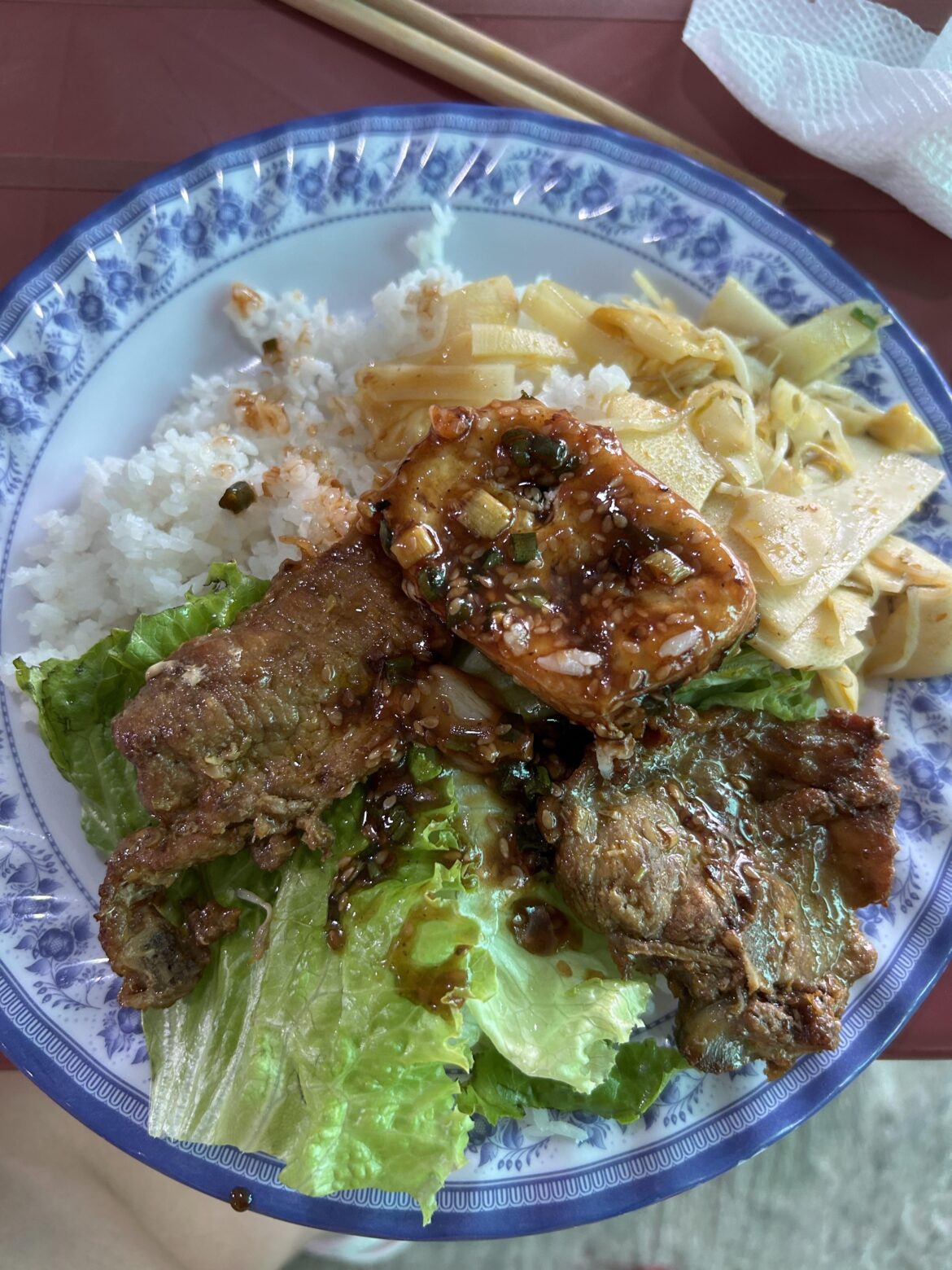 Broken rice / com tam. She saw how much I loved the bamboo and gave me another bowl