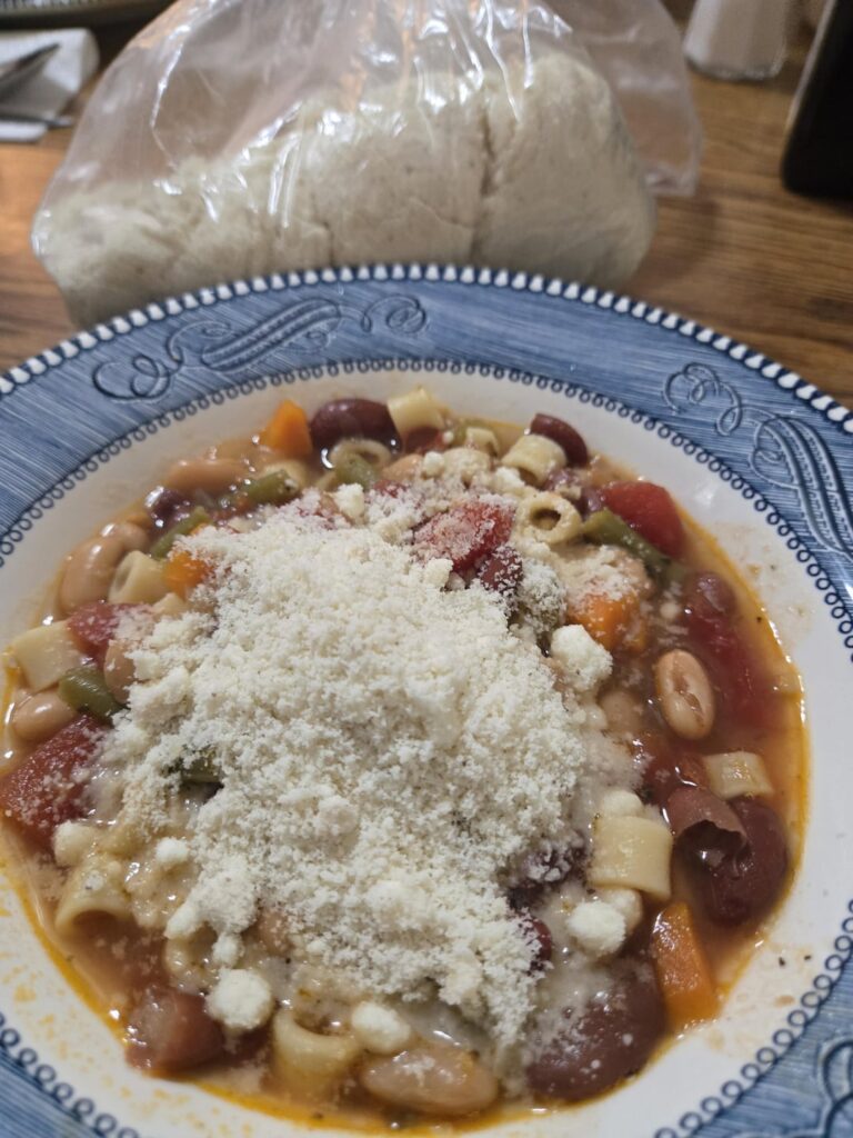 Love grated parmegianno with my minestrone soup