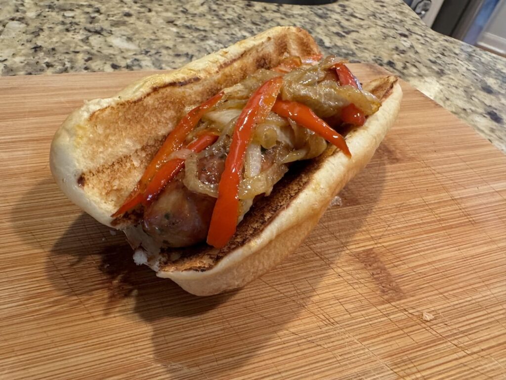 Smoked then seared chicken sausage