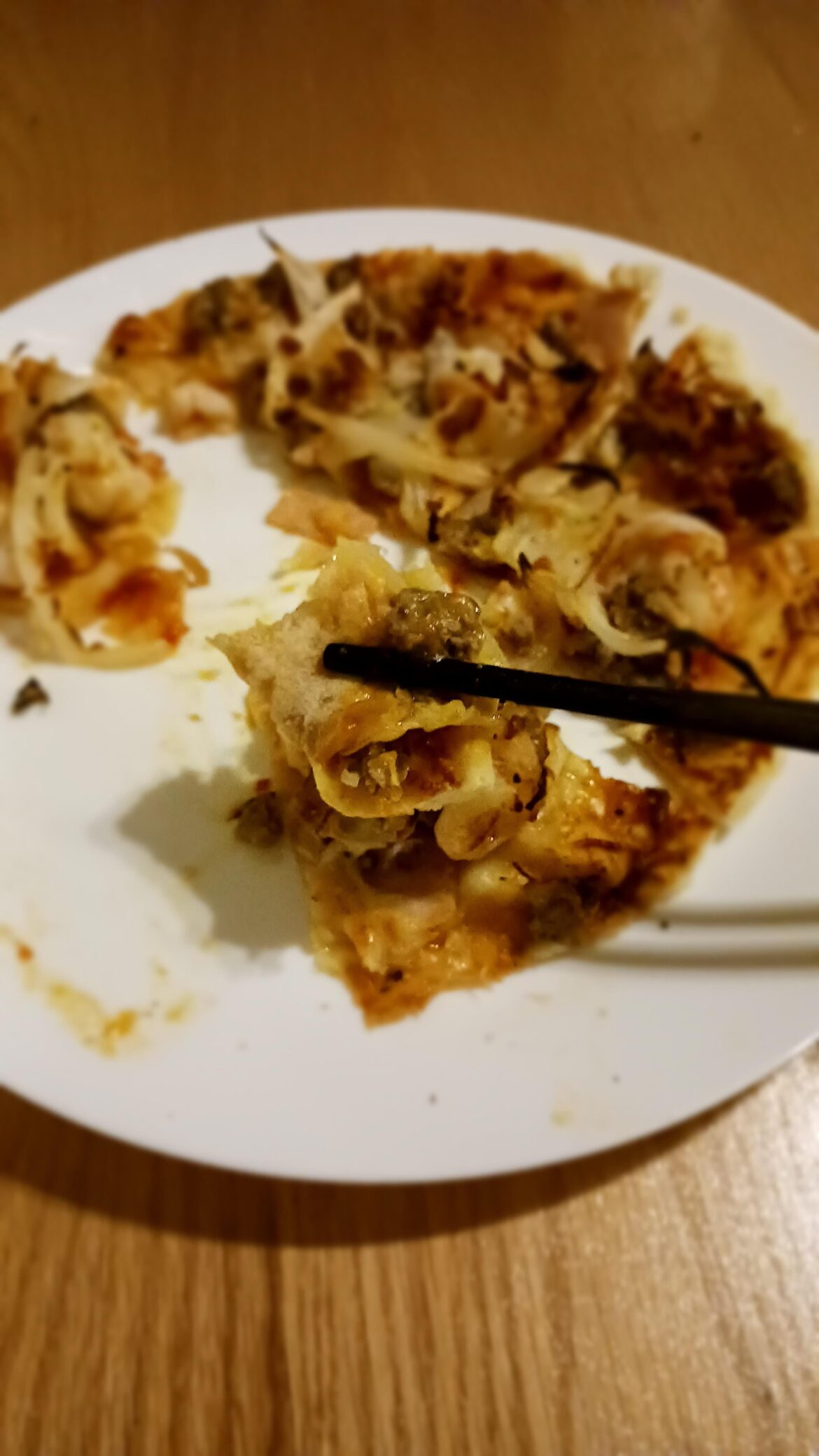 Cut off the crust, rolled it up and ate it with chopsticks