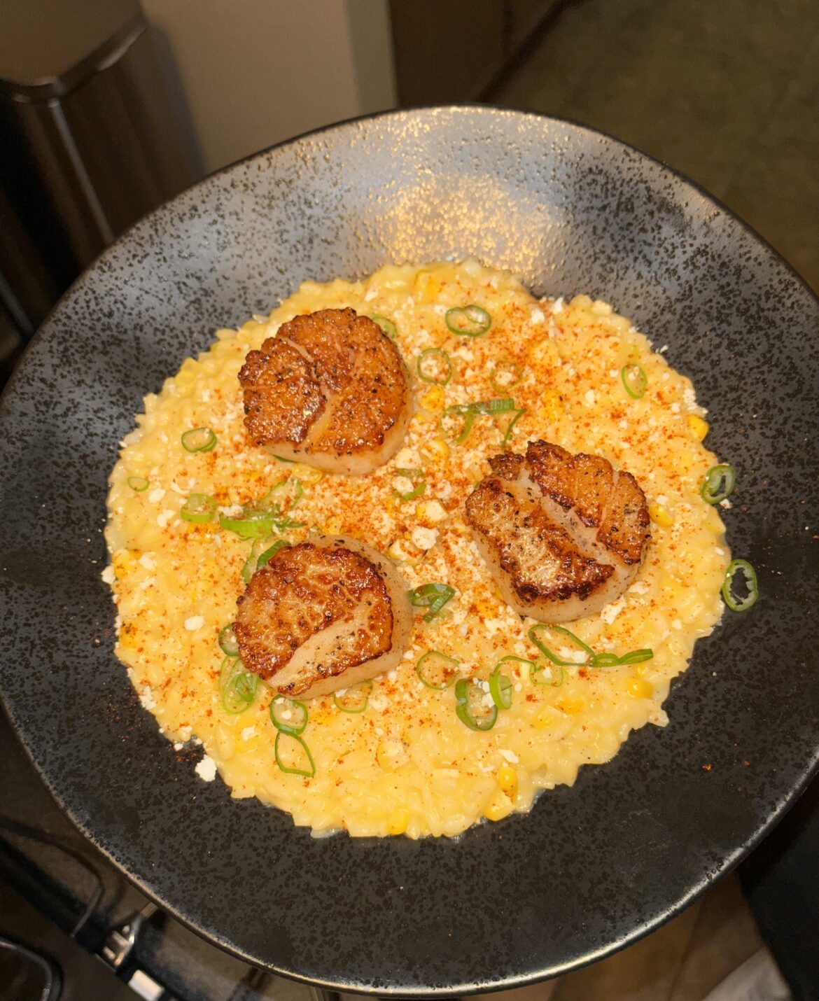 Elote Risotto, Seared Scallop