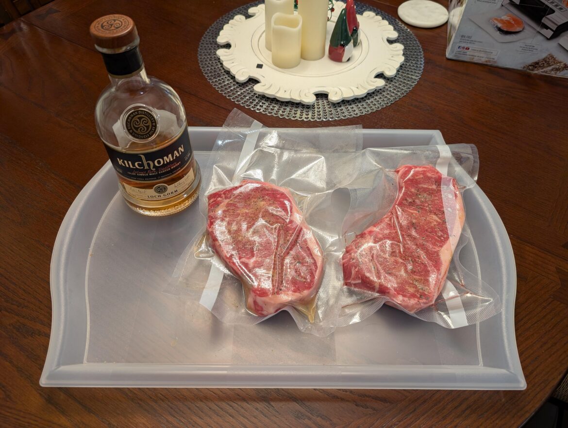 Ready for the bath: salt, pepper, garlic powder, and one of them gets Loch Gorm.