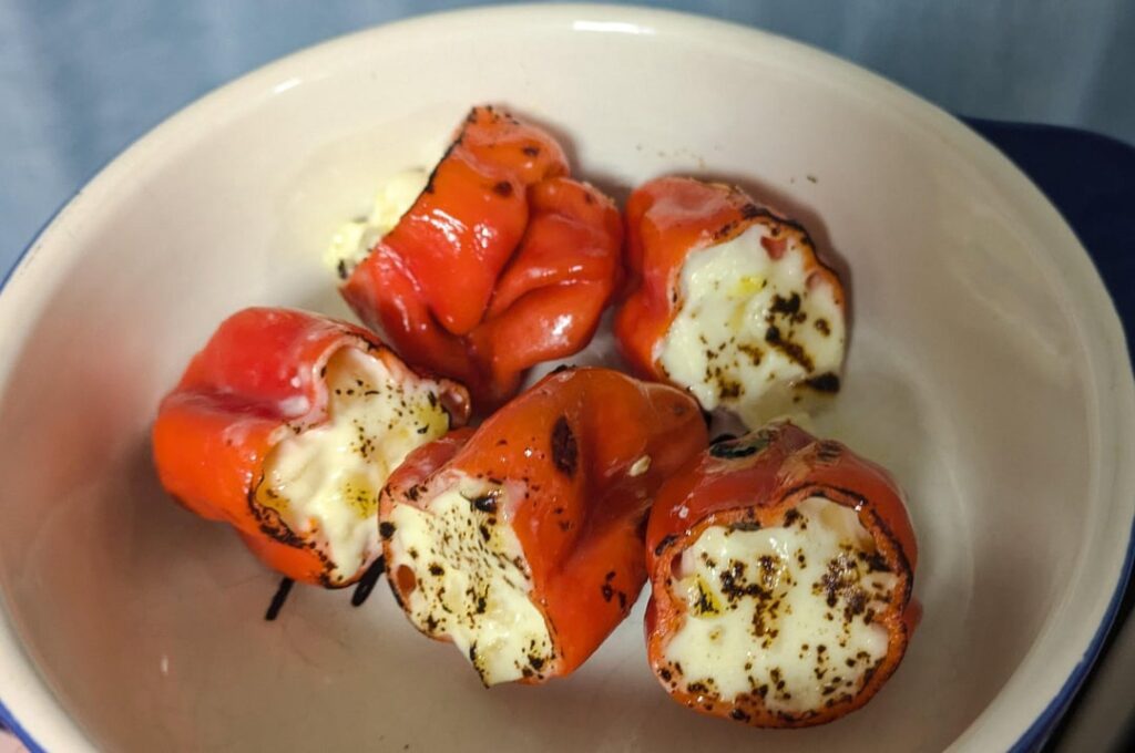 Cream cheese, shredded cheese, pineapple stuffed habaneros