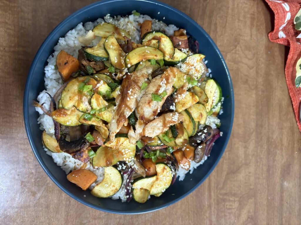 Honey Miso Sweet Potato Shroom Jumble