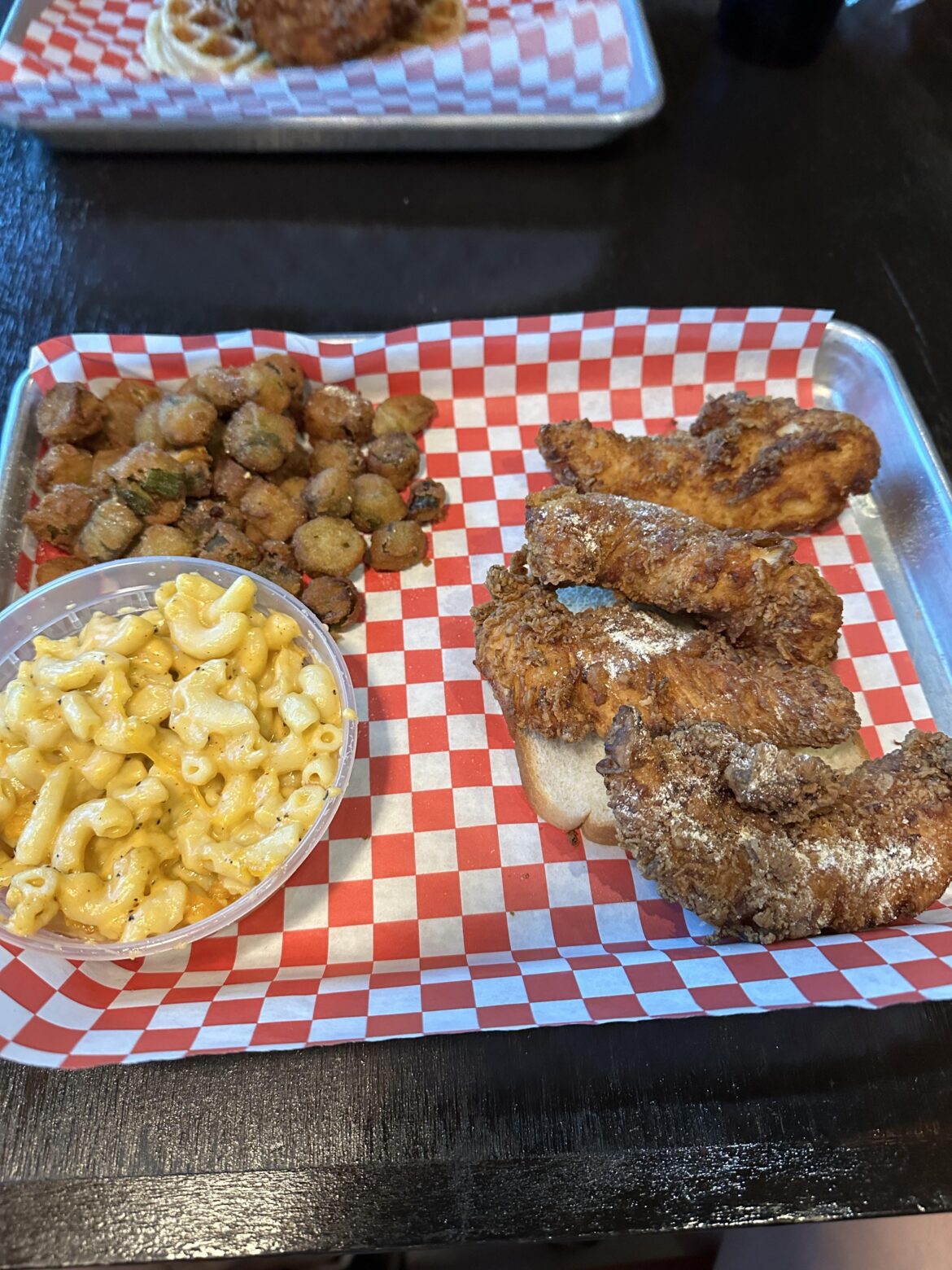 Rolling Rooster – Chicken Tenders, Mac & Cheese, and Okra Rolling Rooster - Chicken Tenders, Mac & Cheese, and Okra