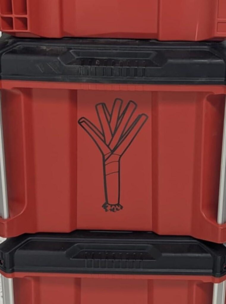 Our last name sounds like leek, so my husband's coworker made him a leek decal for his work toolbox