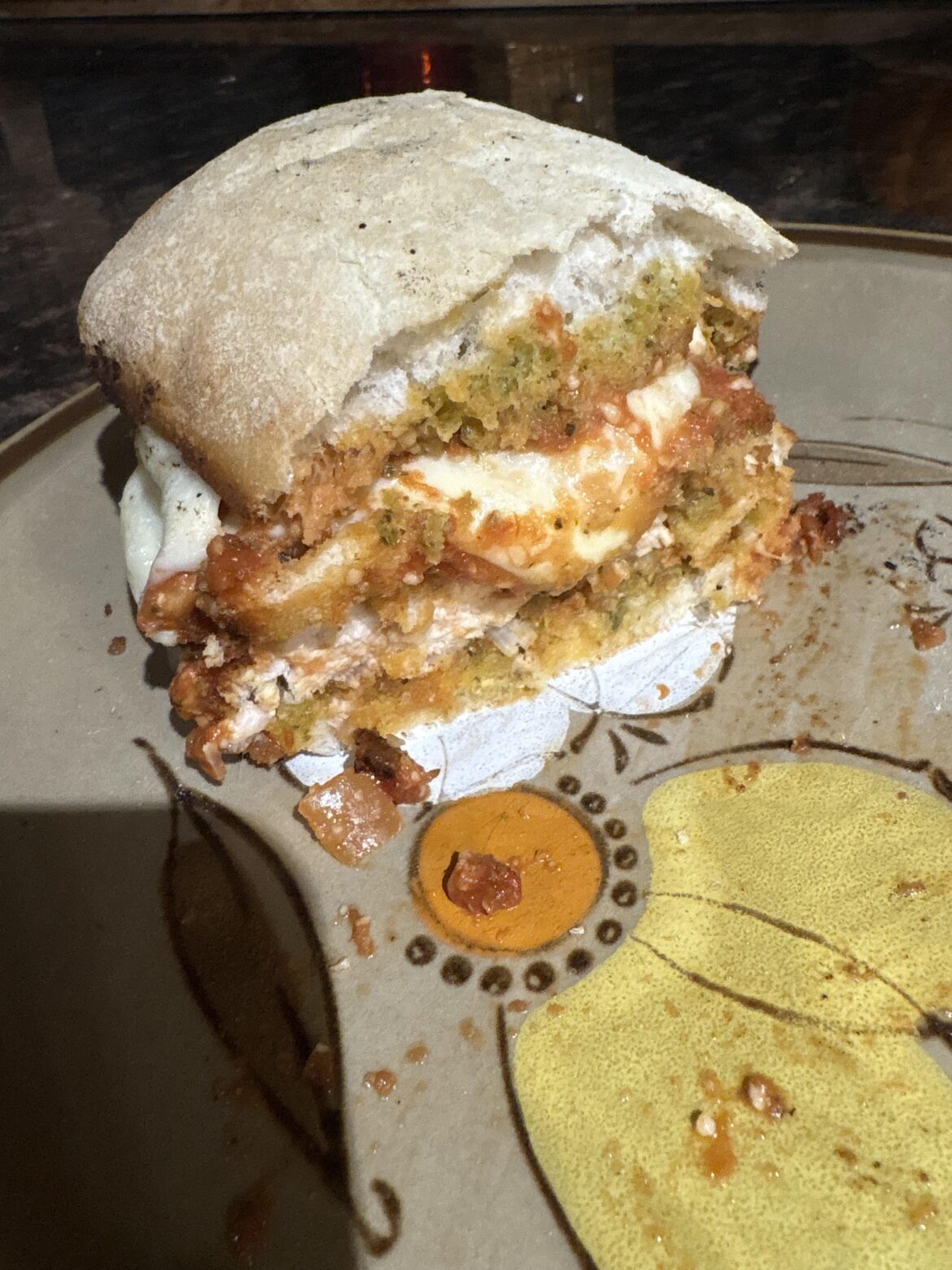 Chicken parm with fresh mozz and pesto