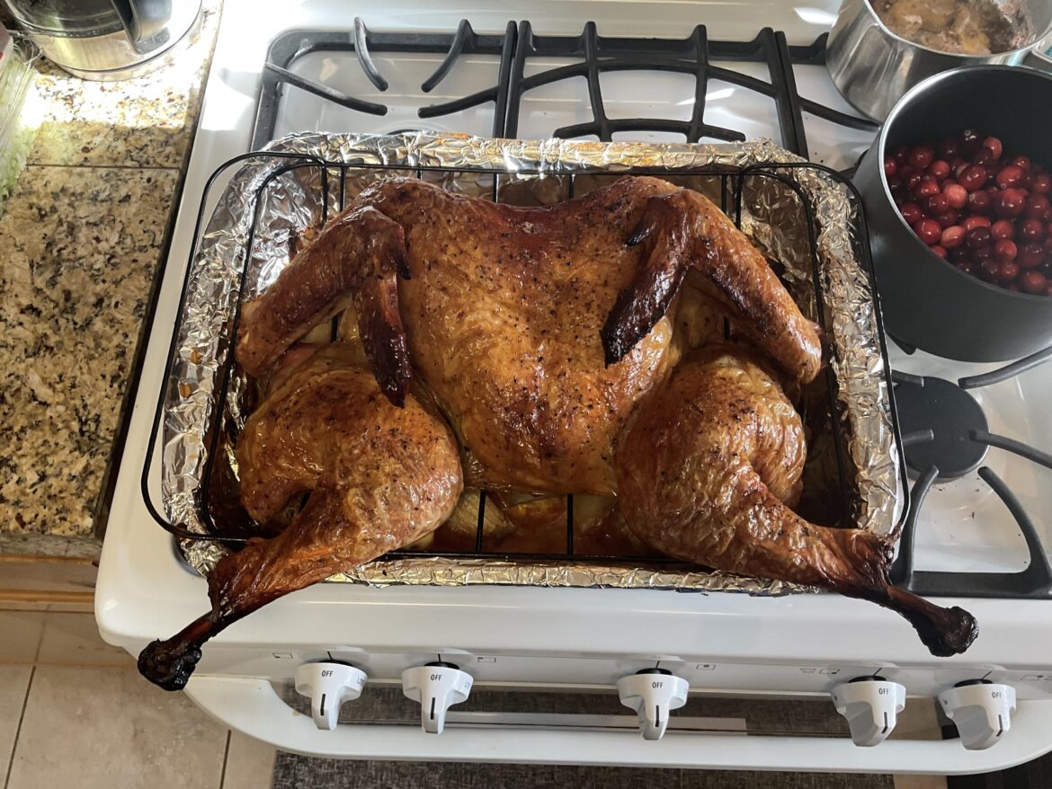Spatchcock Turkey-Went to the store and cooked it a little longer than intended-Still Good!