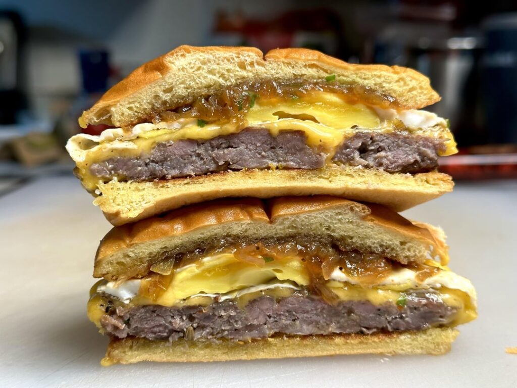 Sausage, egg, and cheese breakfast sandwich