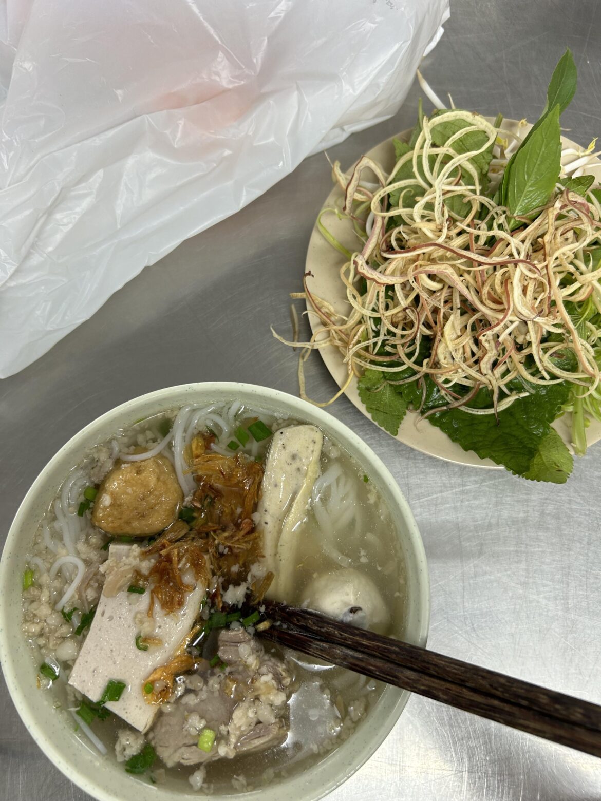 Everything in the soup bowl that’s not noodles is some form of pork product