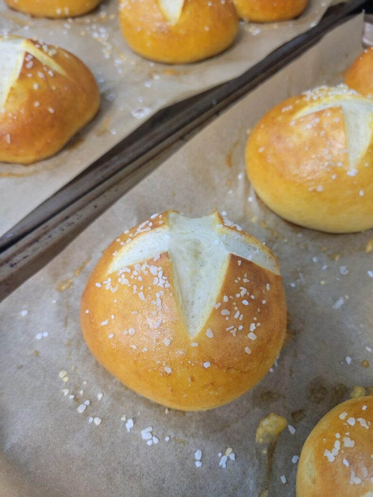 My first attempt at pretzel buns was a success