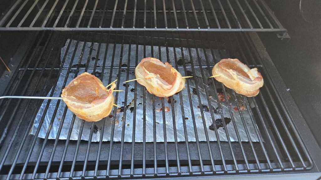 Bacon wrapped fillets. Fillets were from a local cow.