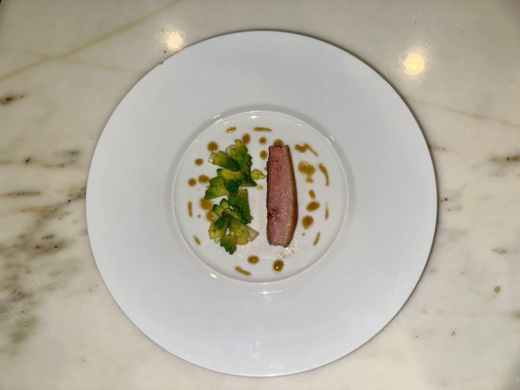 Duck breast, duck jus, romanesco