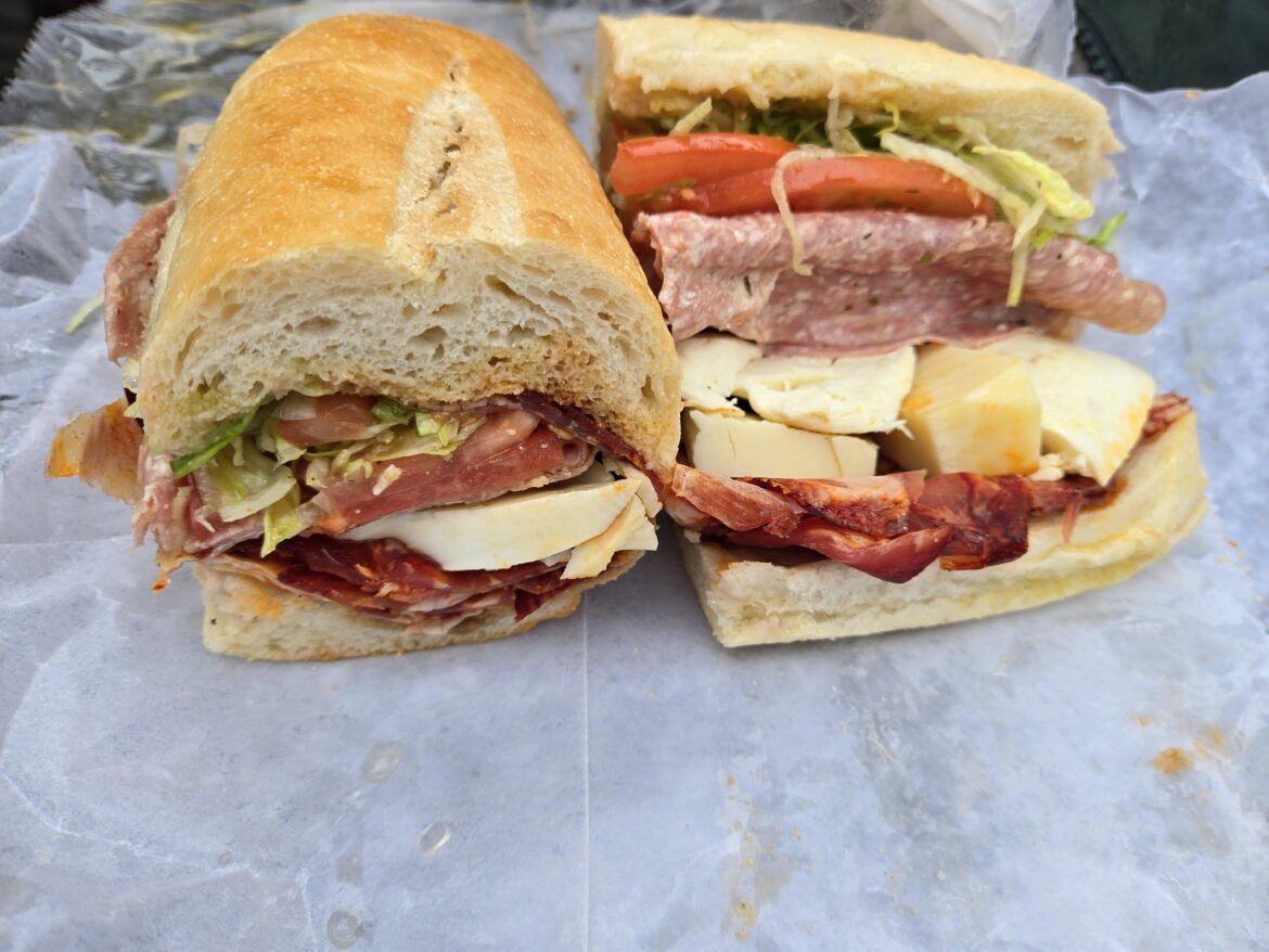 Hot gabagool with chunks of sharp provolone, fresh mozzarella and salami