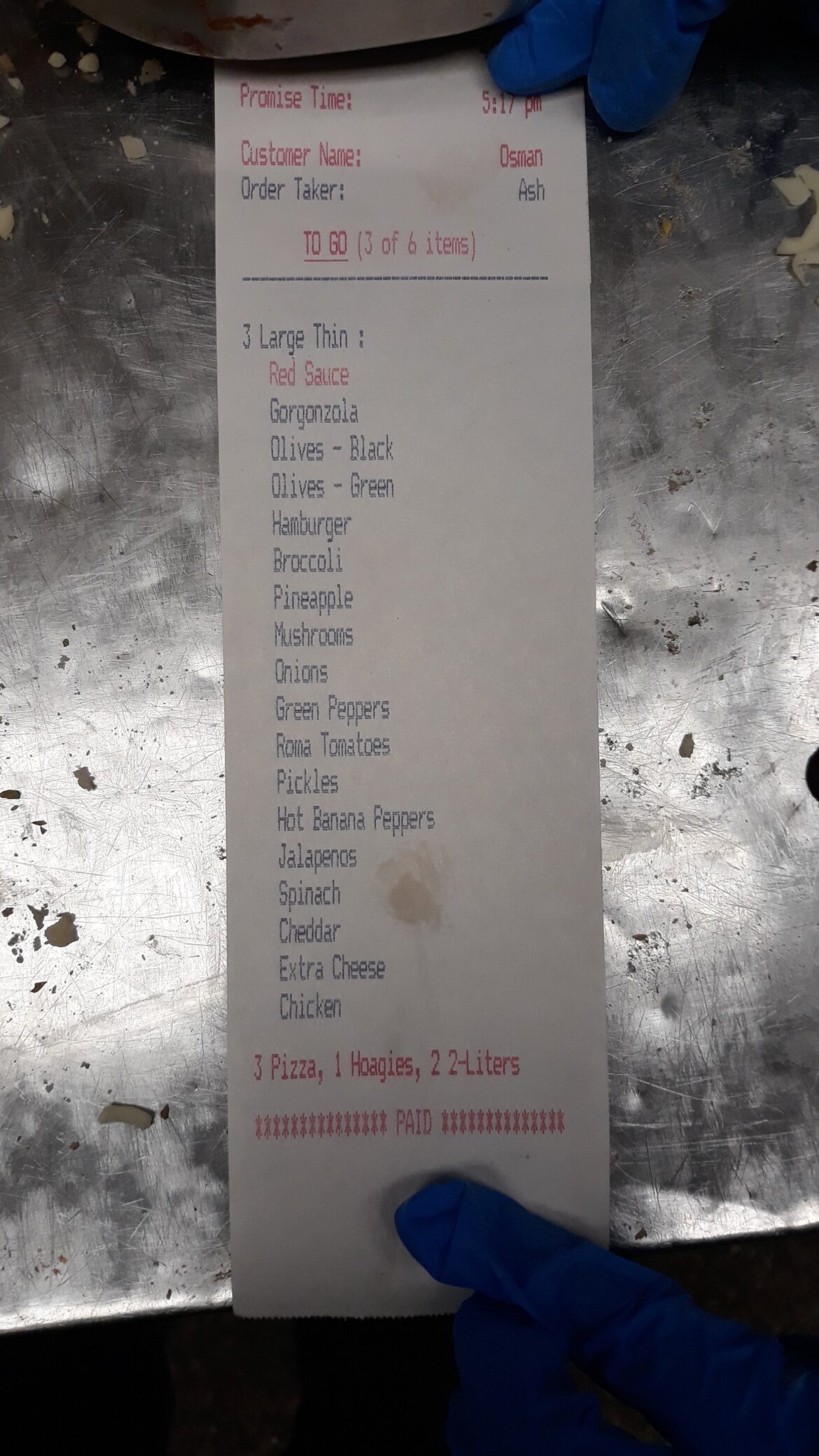 An Actual Order Placed by an Actual Human