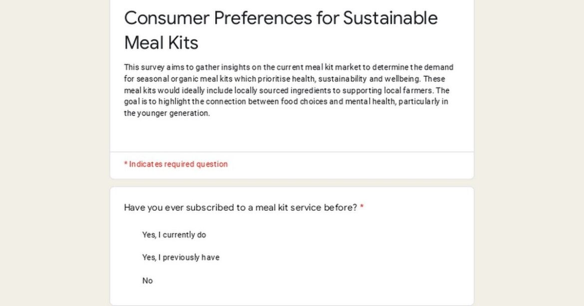 meal kits Questionaire