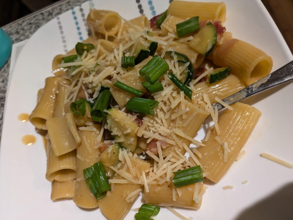 Spiced miso rigatoni