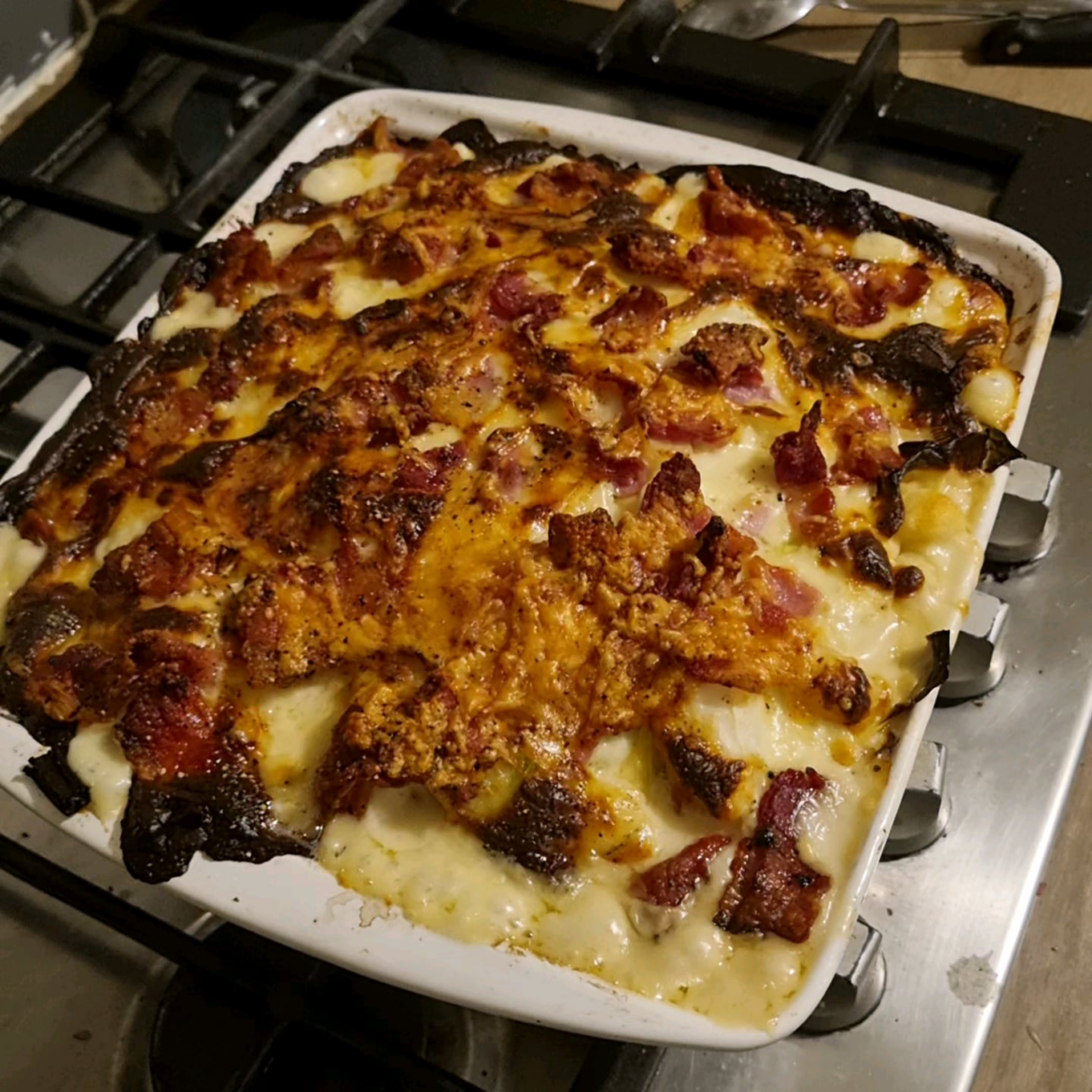 Cauliflower cheese pimped with bacon leeks & gnocchi
