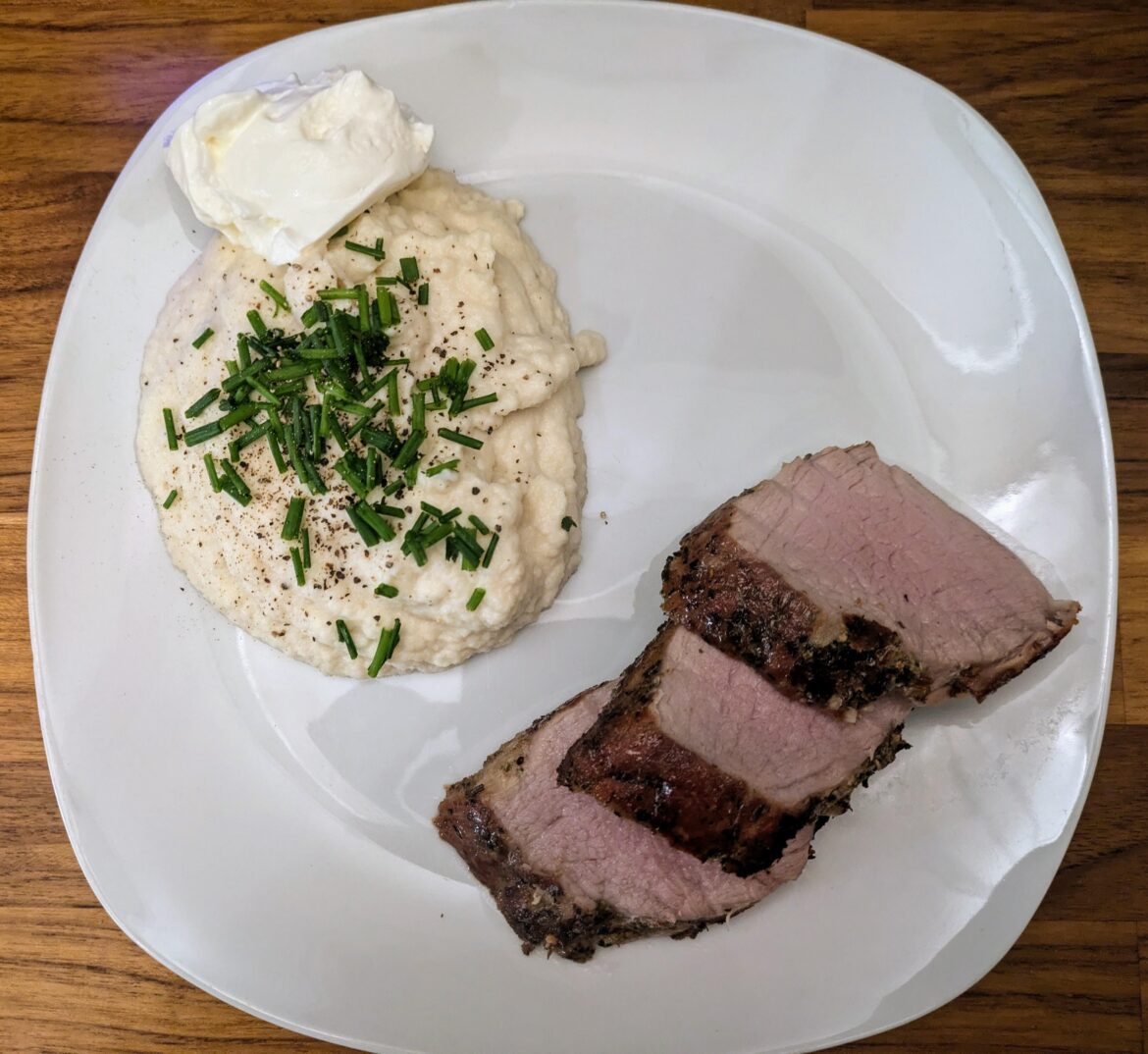Sous Vide and Seared Pork Loin with Cauliflower Mash