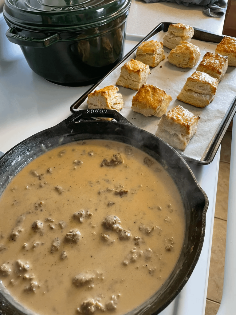 Do we accept biscuits on here? These are my scratch made biscuits and sausage gravy.