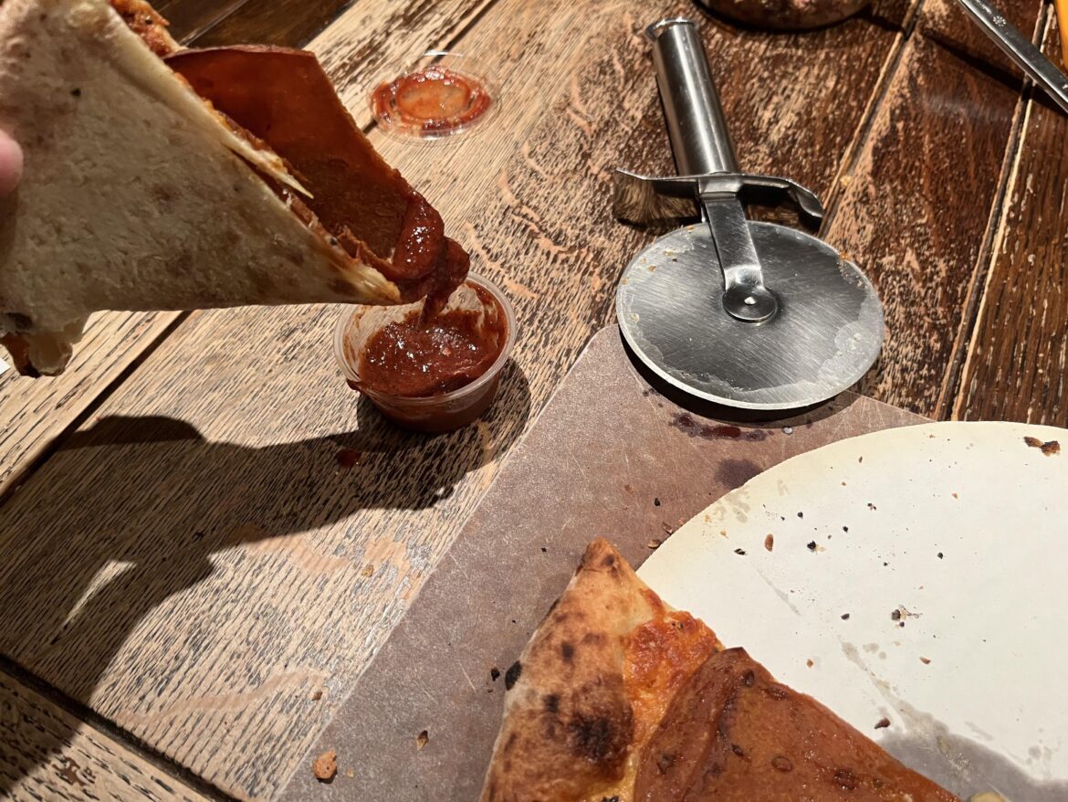 Turning myself in for this. Didn't have tomato sauce so instead I'm dipping it in red salsa