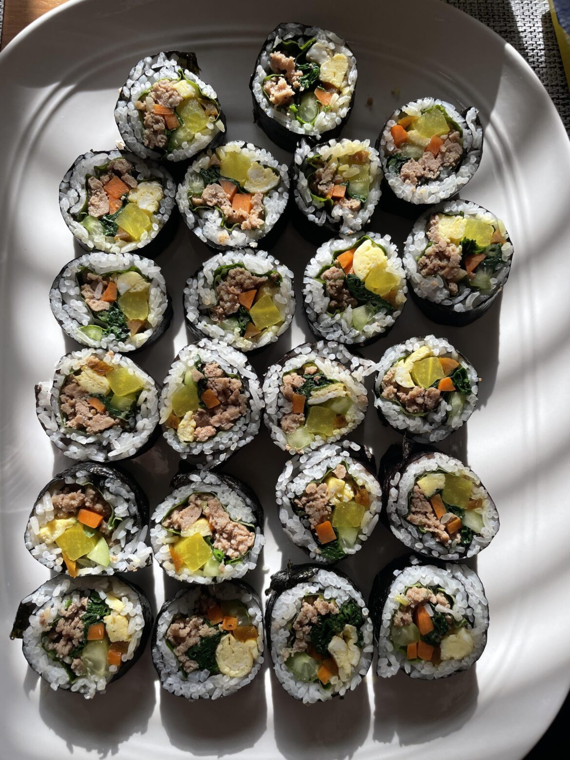 First time making kimbap! Thoughts/suggestions?