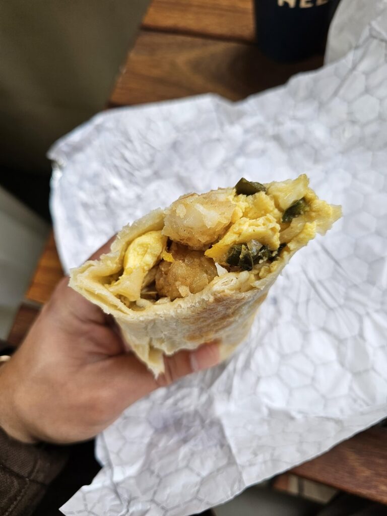 $10 breakfast burrito at recently reopened Helms Bakery in Culver City