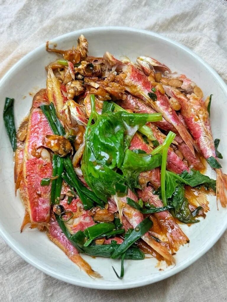 Braised Red Mullet! This fish goes really well with yellow bean paste.
