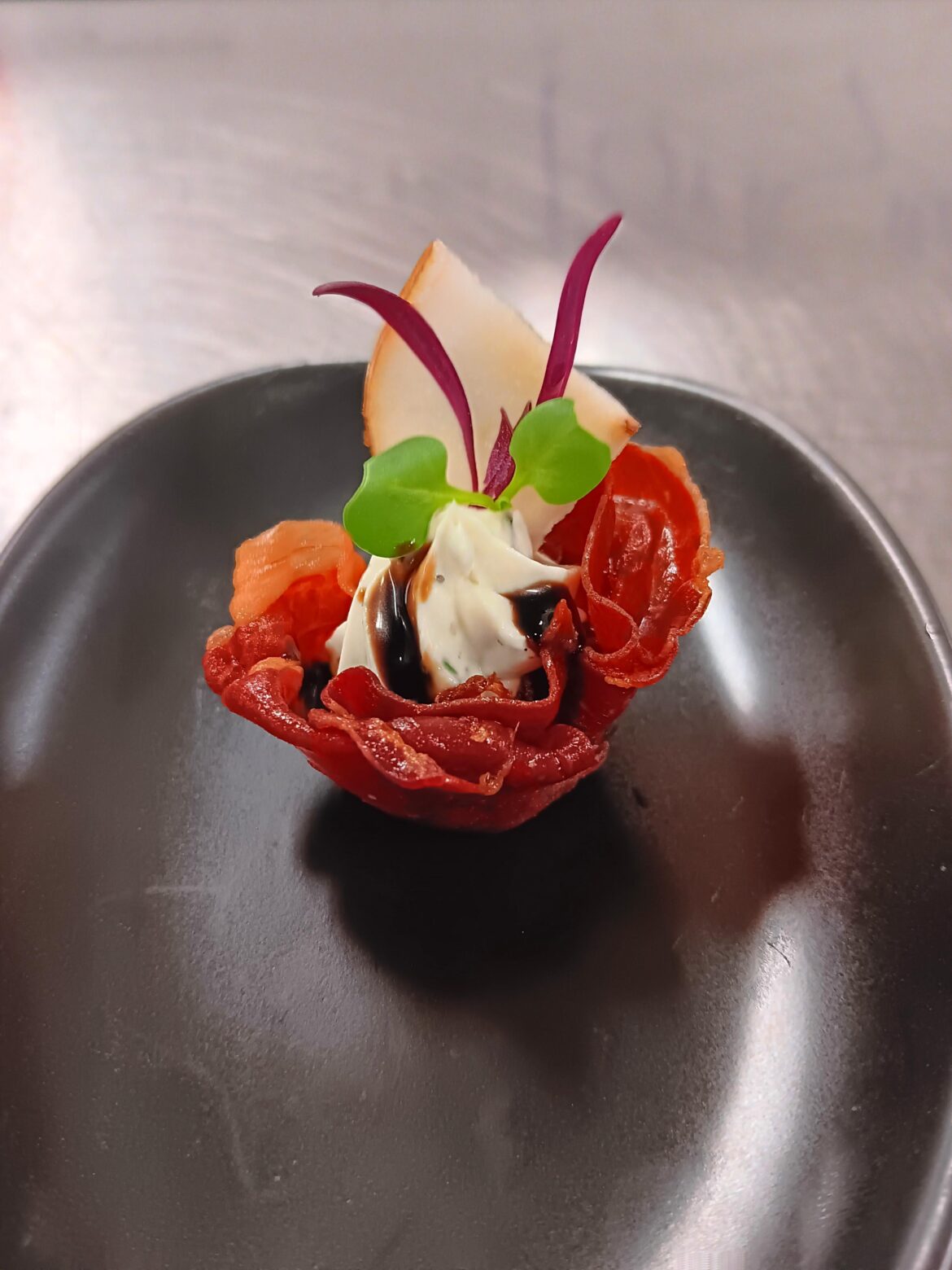 Prosciutto cup hors d'oeuvre