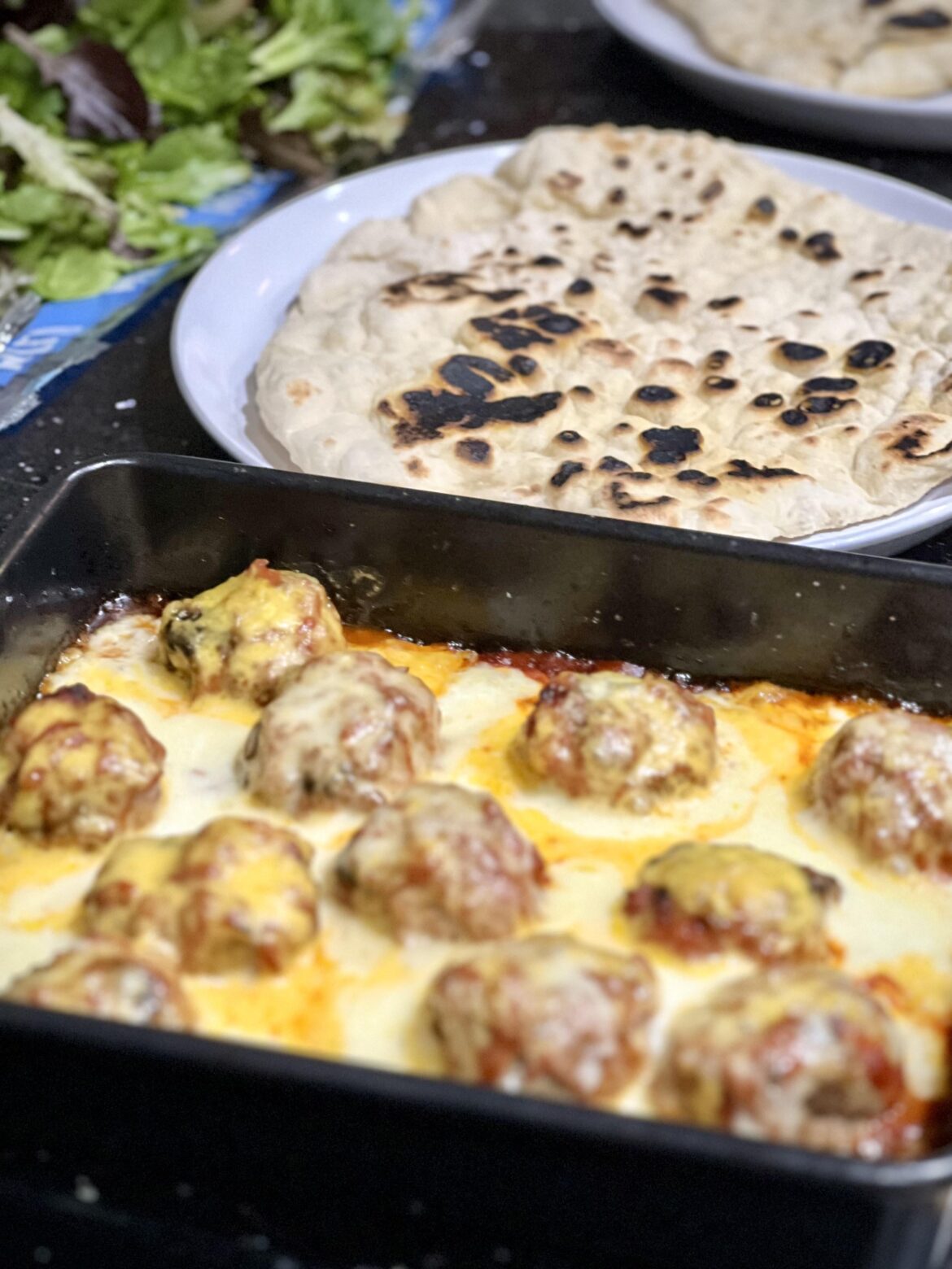 Flatbreads, sorry about the meatballs..