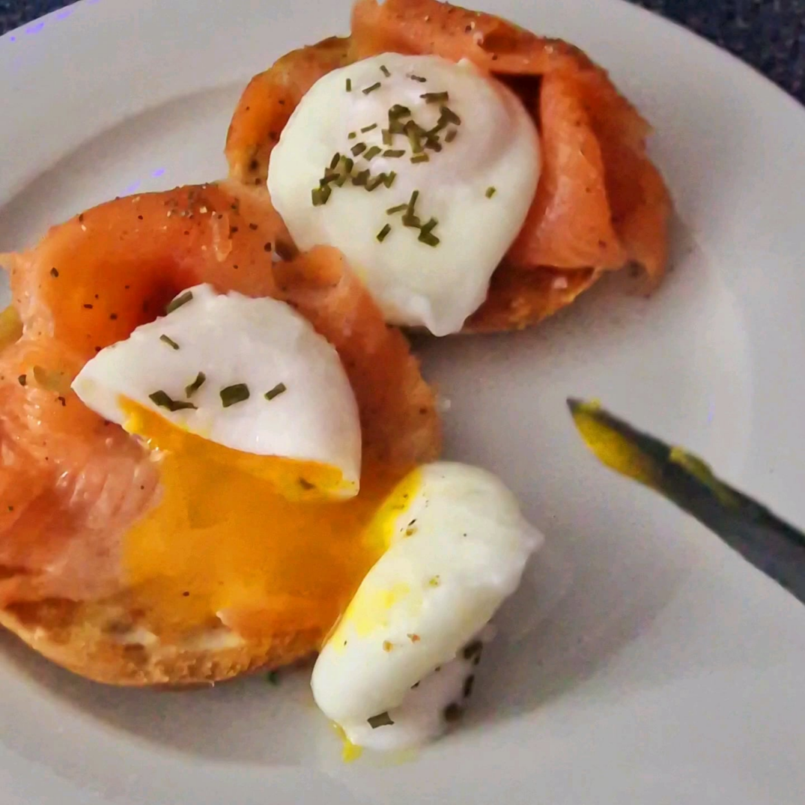Smoked Salmon and Poached Eggs, Sunday morning hangover cure.