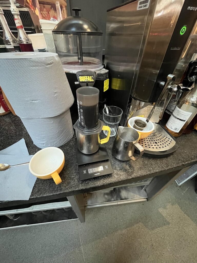 My store only serves espresso. Took my aeropress to work to try our new blend