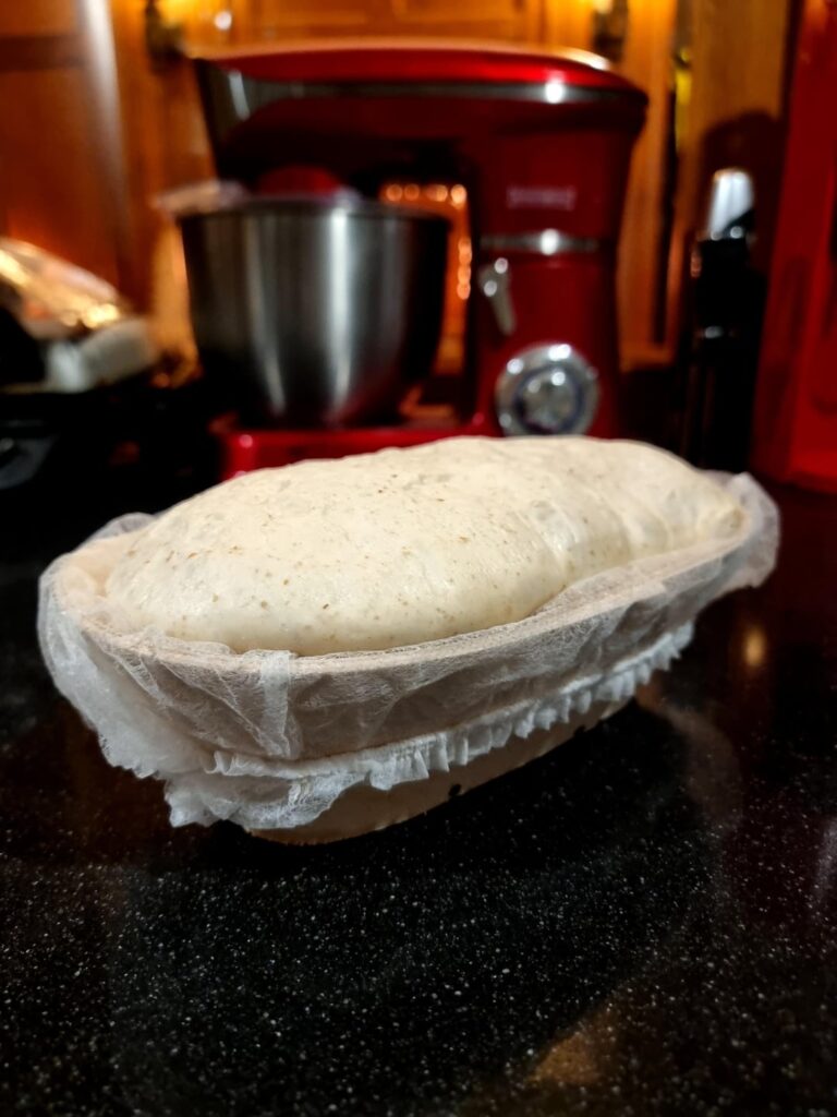 I discovered that hair nets work really well as banneton liners