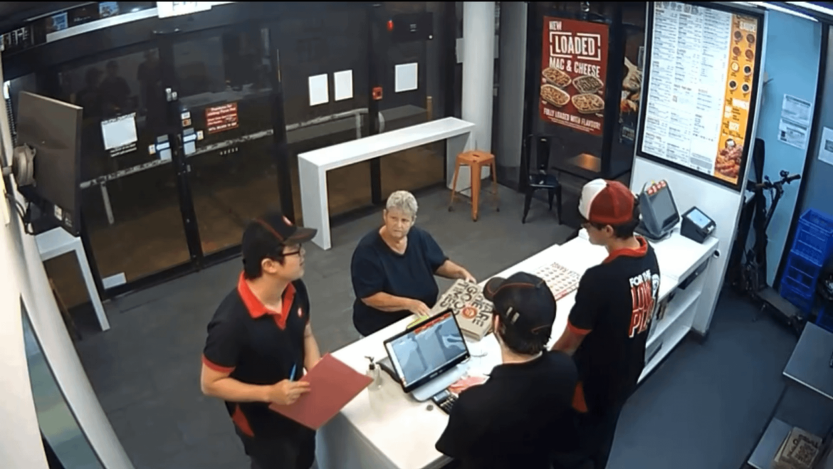 Boomers complains about pizza and throws it away. The pizza fights back