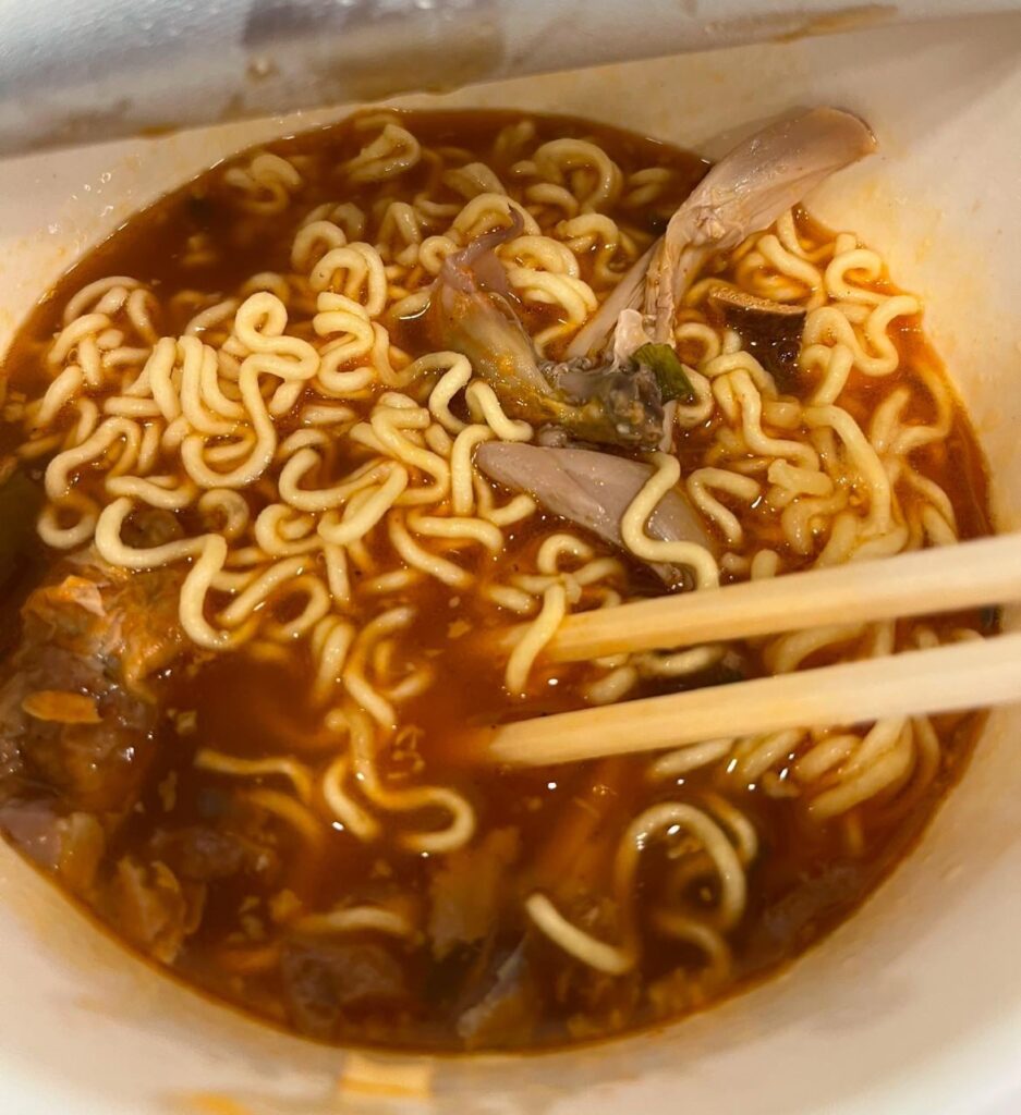 Ottogi Jin ramen (spicy) with leftover roasted chicken
