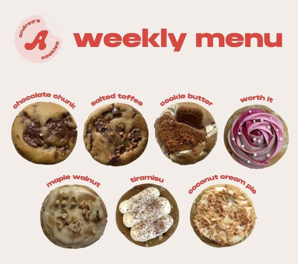 These cookies specifically the chocolate chunk and tiramisu. I pulled a photo off their instagram to show a size reference and there also not very thin.