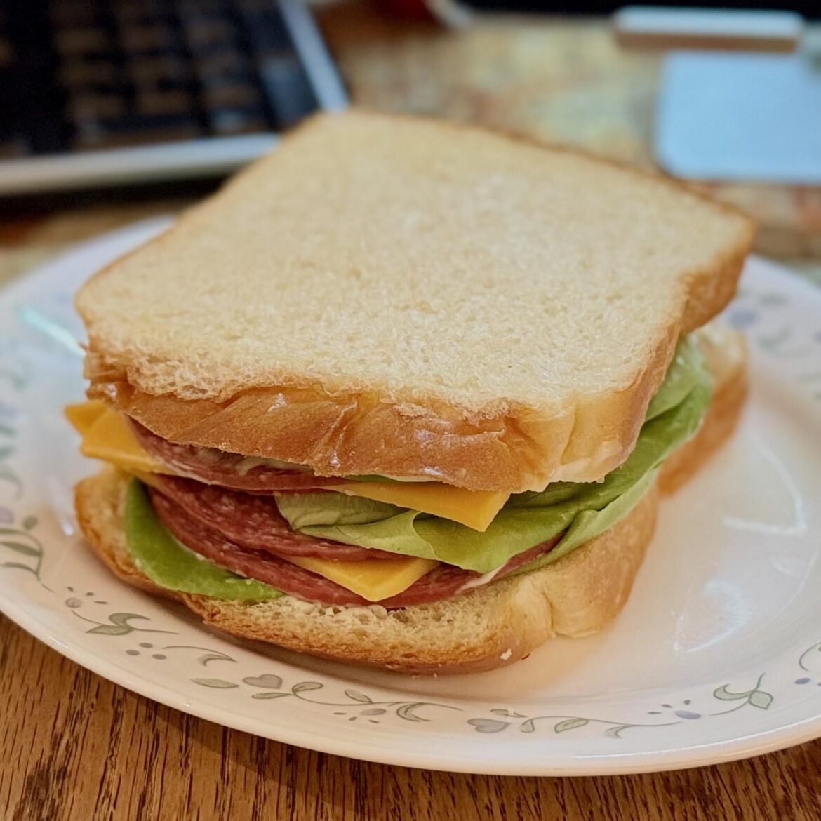 Lettuce, Bologna & Cheddar with Mayonnaise and Mustard on Japanese Milk Bread