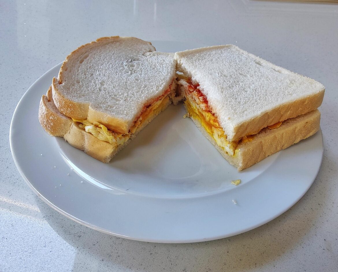 Fried Egg and Ketchup Sandwich