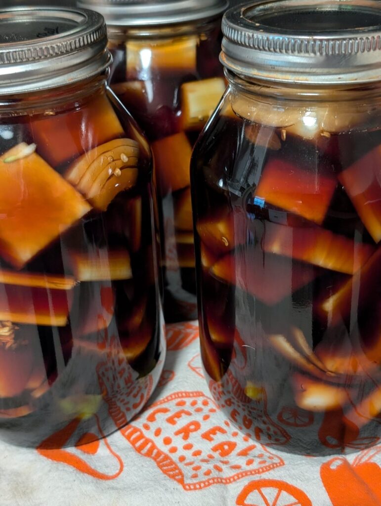 Soy sauce pickled daikon and whole onion kimchi