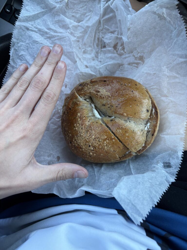 calories in blueberry bagel with cream cheese?