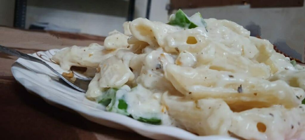 White-sauce pasta.