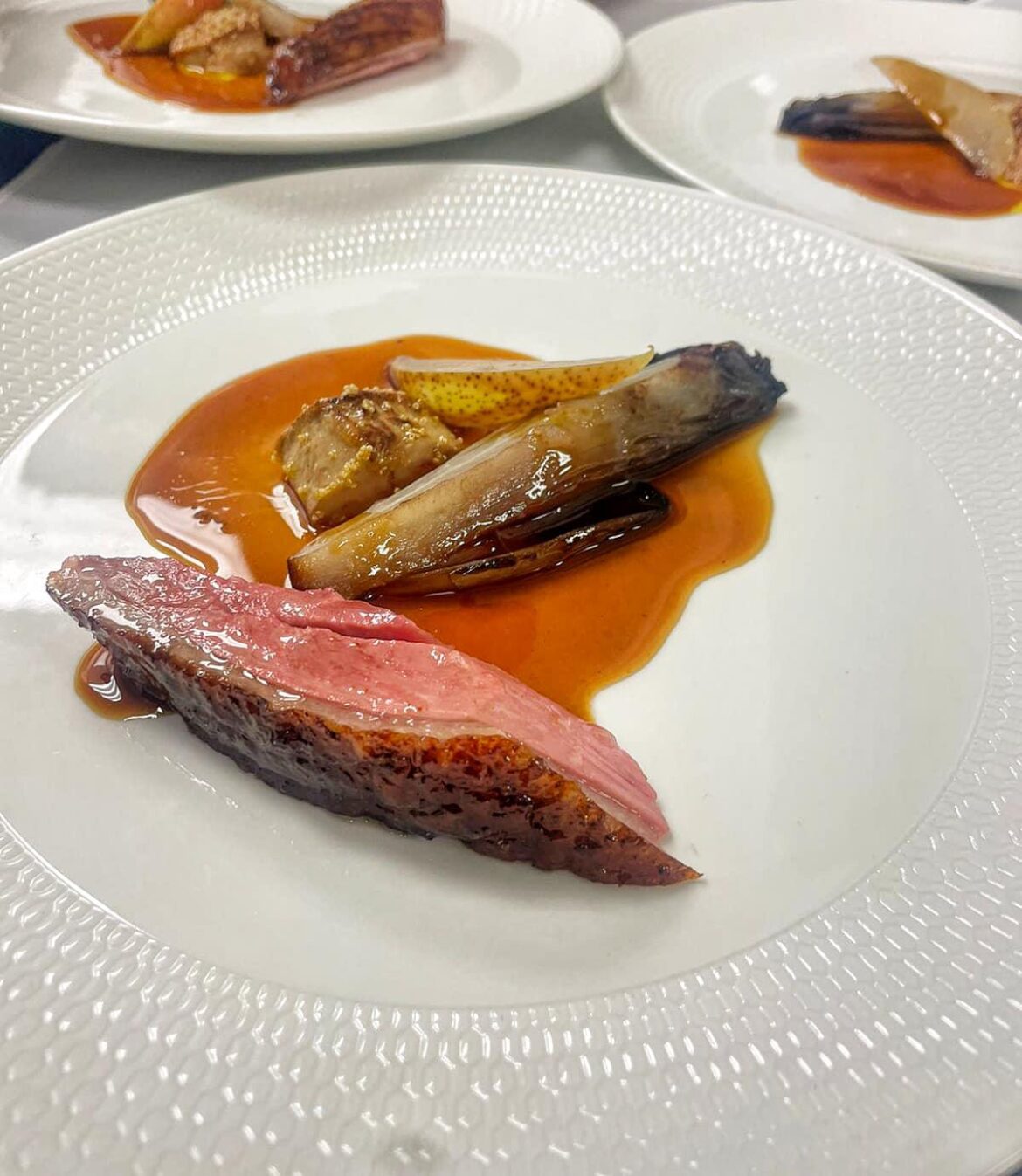 Duck Breast, Pears, Red Chicory, Foie Gras and Duck Jus