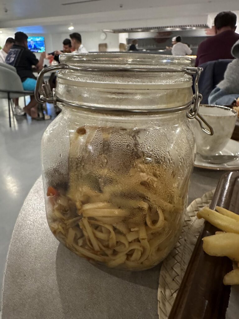 Served in a jar.