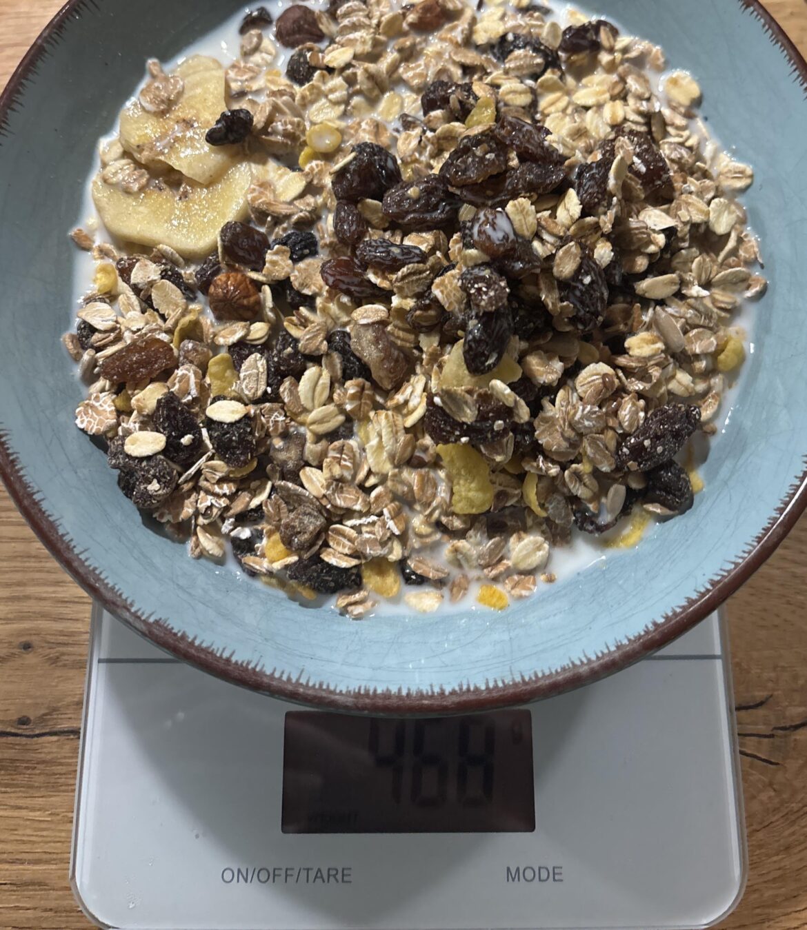 Muesli with semi skimmed milk