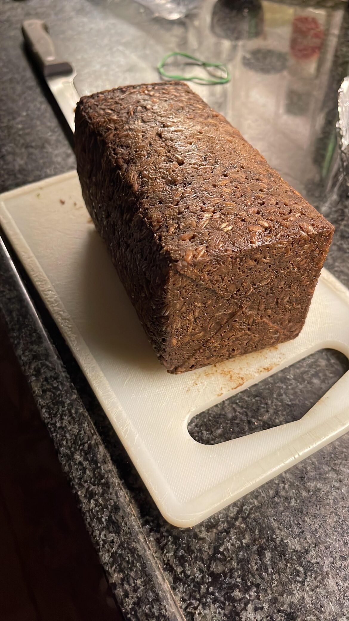 First attempt, Frisian Rye Bread in a milk carton.
