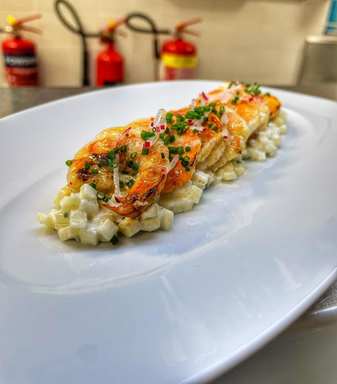 Omani Prawns with Yogurt Cream and Green Apple 👌