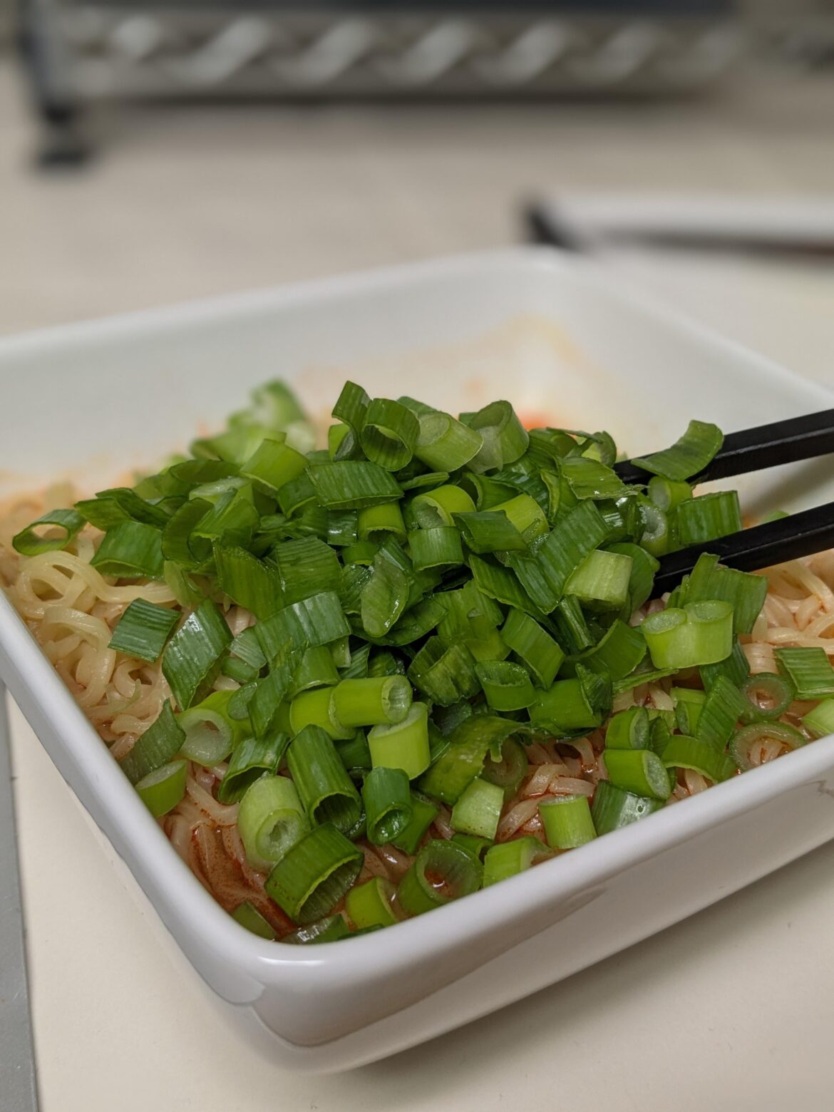 An entire bunch of green onion to boost my top ramen