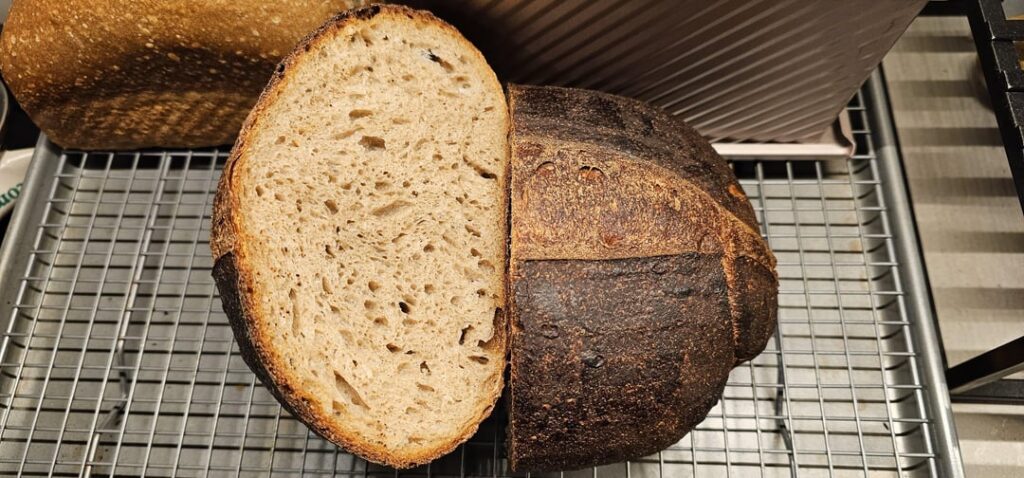 Finally did a better job mastering bulk fermentation and got a pic! Crumb may need a bit of work? Finally did a better job mastering bulk fermentation and got a pic! Crumb may need a bit of work?