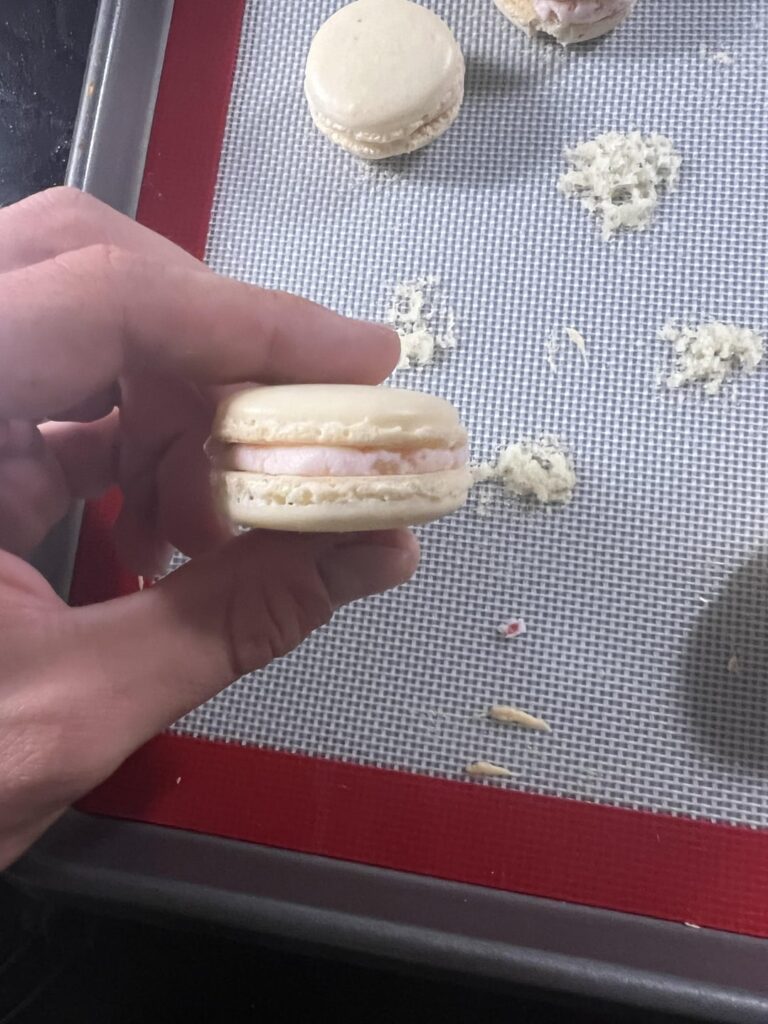 First time making macarons! Strawberry buttercream filling