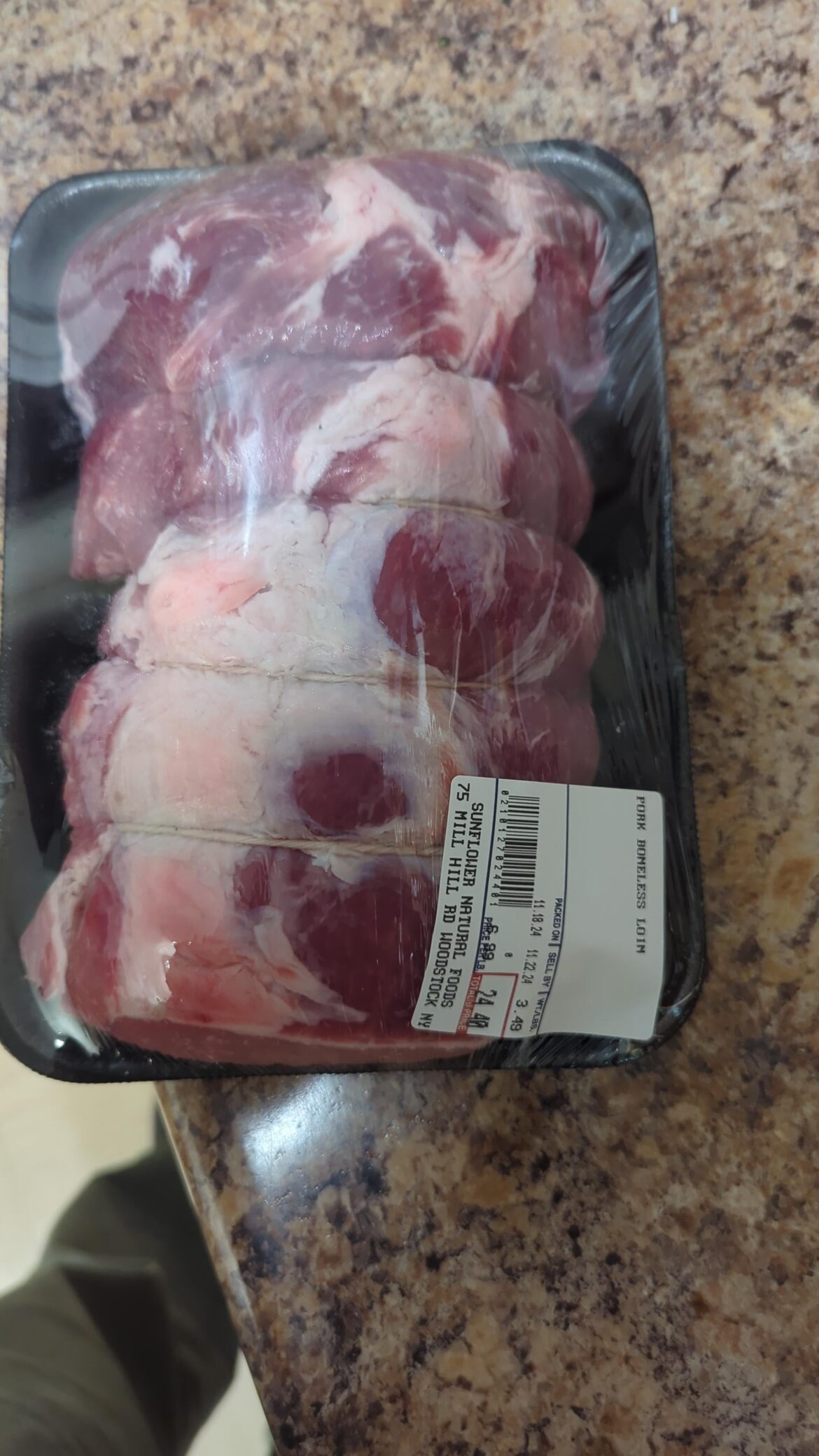 Pork boneless loin time and temp?